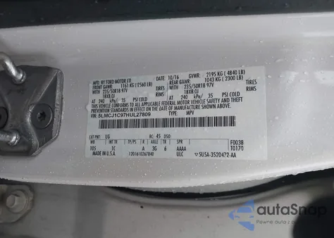 2017 Lincoln Mkc Premiere z USA, uszkodzony, nr VIN 5LMCJ1C97HUL27809